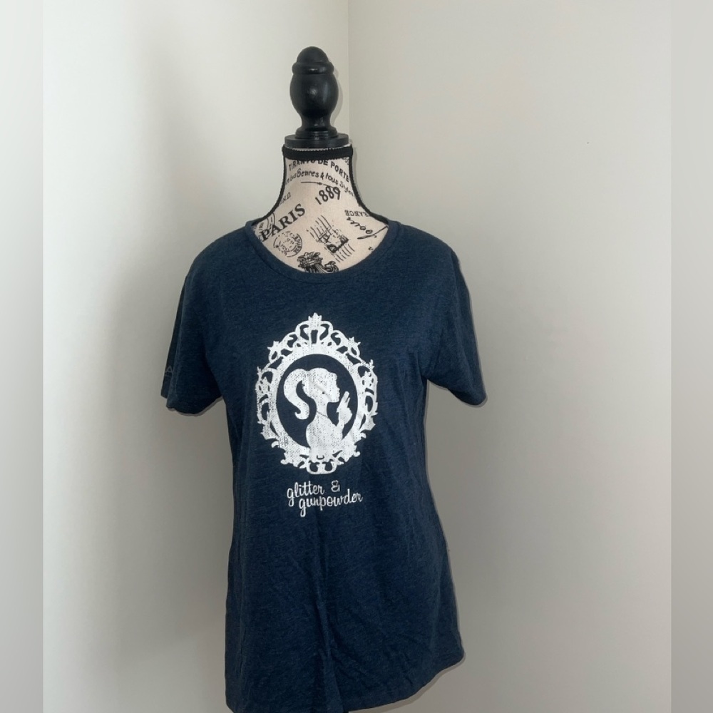 LA Police Gear Women's "Glitter and Gunpowder"  Navy T-Shirt, XL